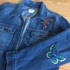 Embroidered GAP Denim Zip Jacket - Small